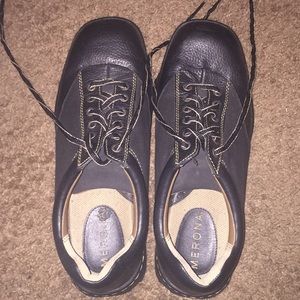 Merona black leather “casual dress shoes
